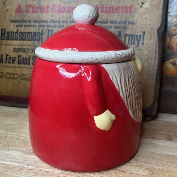 New santa Gnome Cookie Jar Lid Canister Container Red 8.5” - Picture 10 of 15